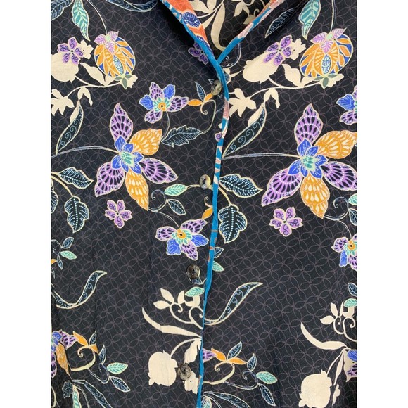 Johnny Was JADE Cruz Lounge Top Floral Silk Button Blouse Long Sleeve L13819 XL - Picture 6 of 13